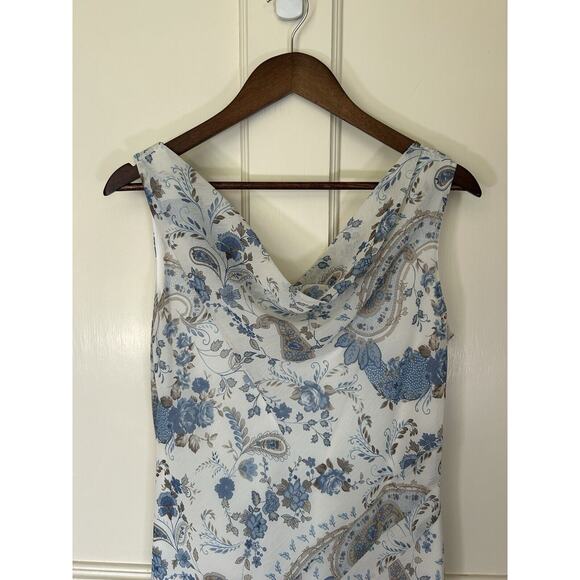 Vintage 90s Alyn Paige Floral Paisley Cowl Neck Shift Dress Juniors Size 9/10 - Picture 2 of 9